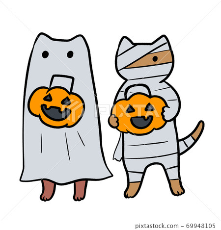 Halloween party for animals (Halloween, trick or treat, mummy man, ghost, sweets) 69948105