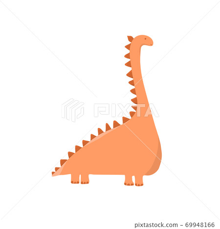 Little cute dinosaur. Vector cartoon illustration. Kids dino image isolated on white background. Baby monster reptile for print on t shirt, book, poster, banner Little cute dinosaur. Vector cartoon illustration. Kids dino image isolated on white background. Baby monster reptile for print on t shirt, book, poster, banner 69948166