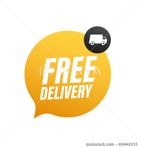 Free delivery. Badge with truck. Vector stock illustrtaion. Free delivery. Badge with truck. Vector stock illustrtaion. 69948355