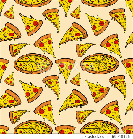 Seamless pattern with pizza. Vector illustration Seamless pattern with pizza. Vector illustration 69948396