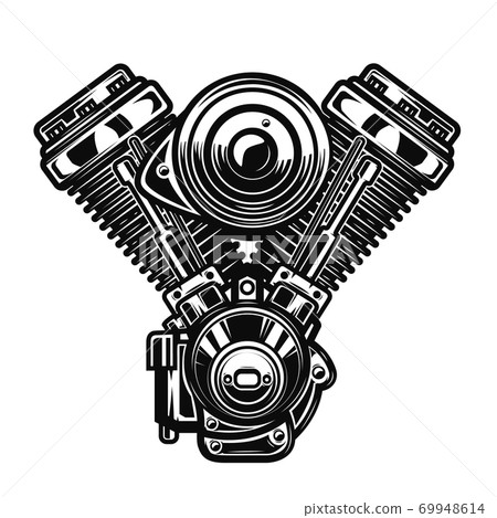 Motorcycle engine illustration on white background. Motorcycle engine illustration on white background. 69948614