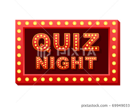 Retro light text quiz night. Retro light bulb. Vector stock illustration. 69949033