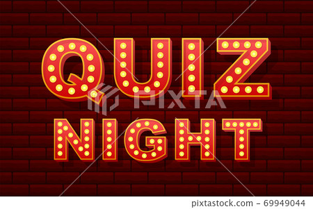 Retro light text quiz night. Retro light bulb. Vector stock illustration. 69949044