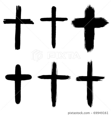 Set of hand drawn grunge crosses. religious sign. Vector design elements 69949161