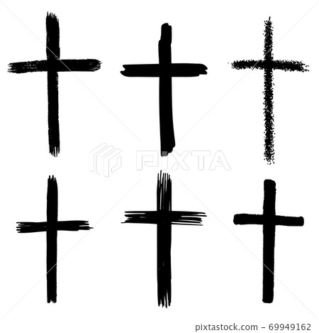 Set of hand drawn grunge crosses. religious sign. Vector design elements 69949162