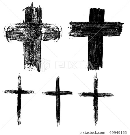 Set of hand drawn crosses. Religious symbols. 69949163