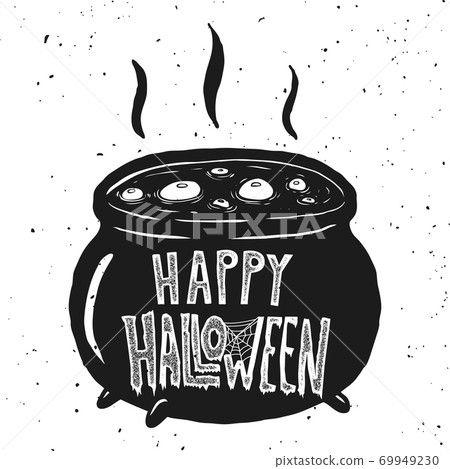 Trick or treat. Witch kettle illustration on white background. Trick or treat. Witch kettle illustration on white background. 69949230