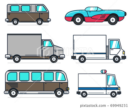 Set of cartoon car illustrations on white background. Best for animation, motion design, infographic. Set of cartoon car illustrations on white background. Best for animation, motion design, infographic. 69949231