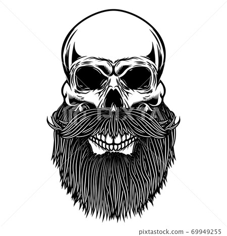Bearded skull. Design element for poster, emblem, t shirt. Vector illustration 69949255