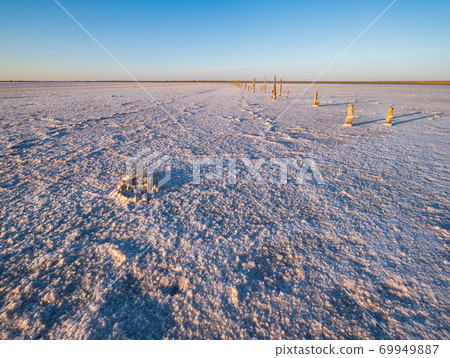 Sunset Genichesk pink  salty lake, Ukraine 69949887
