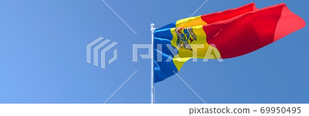 3D rendering of the national flag of Moldavia waving in the wind 69950495