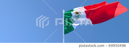 3D rendering of the national flag of Mexico waving in the wind 3D rendering of the national flag of Mexico waving in the wind 69950496