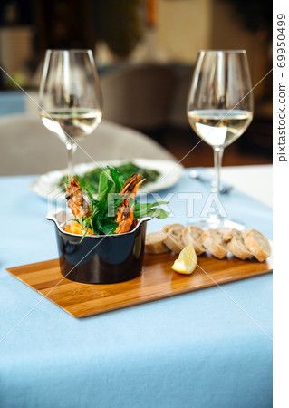 Spanish dish gambas pil-pil shrimps Spanish dish gambas pil-pil shrimps 69950499