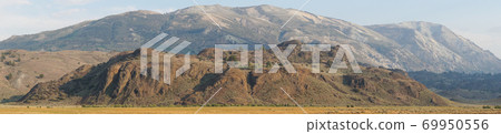 The San Luis Creek and valley during dry and hot season, California, USA The San Luis Creek and valley during dry and hot season, California, USA 69950556