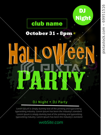 Halloween party flyer on black vector 69951516