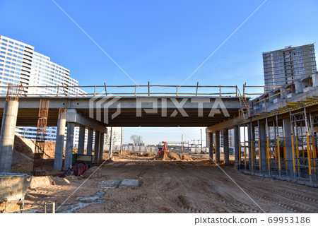 Roundabout and traffic bridge construction. Roundabout and traffic bridge construction. 69953186
