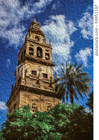 Bell tower from Court of Oranges in Cordoba Bell tower from Court of Oranges in Cordoba 69953187