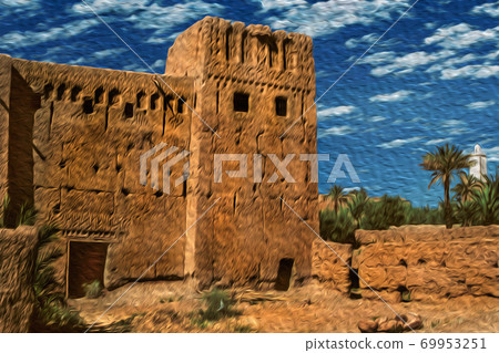 Old Kasbah in ruins near the Ouarzazate village 69953251