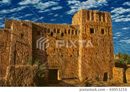 Old Kasbah in ruins near the Ouarzazate village 69953258