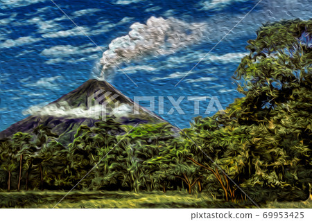 Ash cloud coming from the Arenal volcano Ash cloud coming from the Arenal volcano 69953425