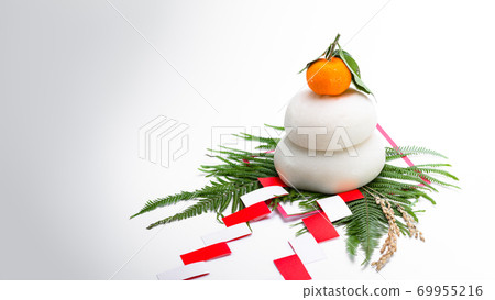 Kagami mochi, Kagami mochi, New Year decoration, without three treasures (pedestal) 69955216