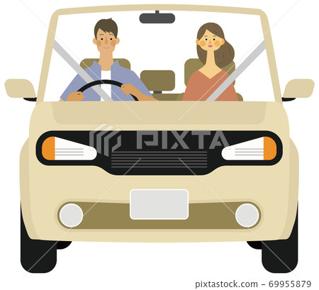 年輕人和婦女在驅動器上微笑的插圖 69955879