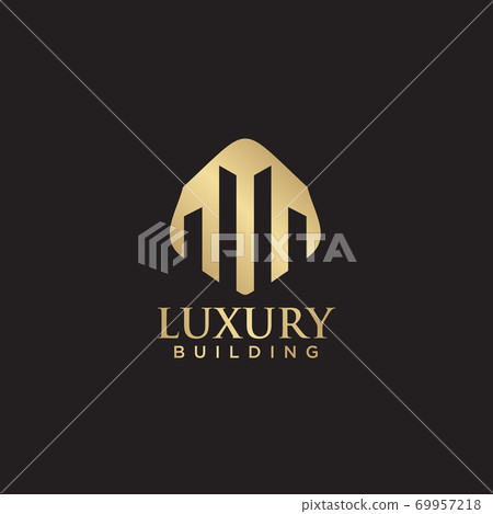 Luxury building logo design with gold color - Stock Illustration ...
