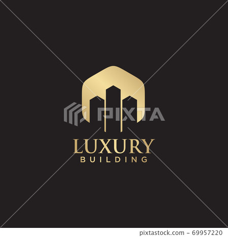 Luxury building logo design with gold color - Stock Illustration ...