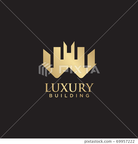 Luxury building logo design with gold color - Stock Illustration ...