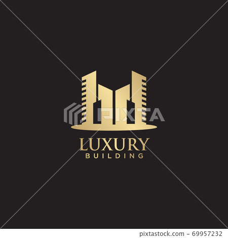 Luxury building logo design with gold color - Stock Illustration ...