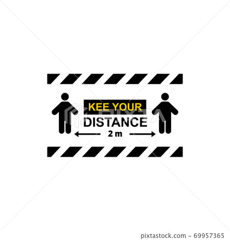 Keep your distance sticker logo design template Keep your distance sticker logo design template 69957365
