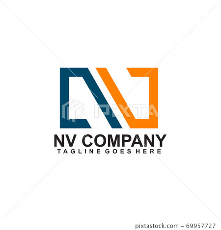 Abstract Black and White Color Letter NV Logo Design. Stock Vector -  Illustration of simple, initial: 246990639