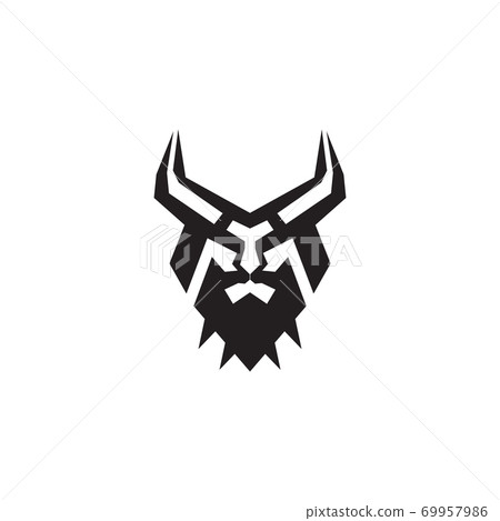 Viking head helmet vector logo design 69957986