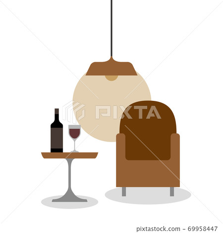 armchair and wine illustration 69958447