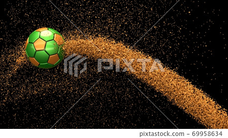 Illustration of soccer ball and fine particles Illustration of soccer ball and fine particles 69958634