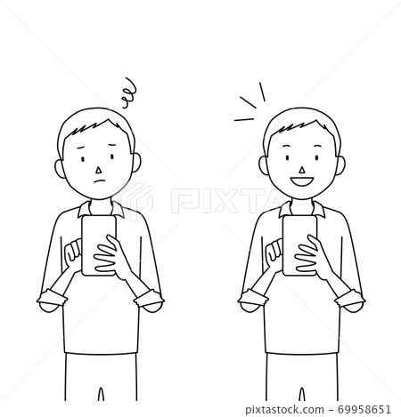 為使用智能手機的男人設置的插圖集（我不知道如何使用它！） 69958651