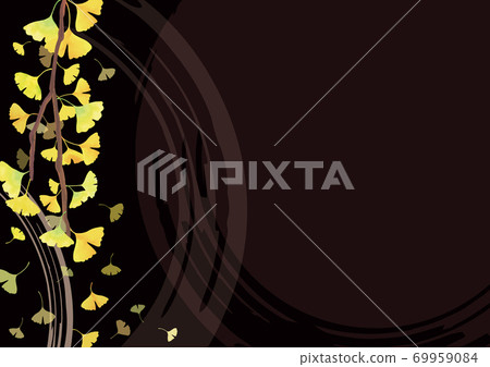 Japanese-style background material Lacquer-like ginkgo branch Decorated on the left Black background (horizontal A3 / A4 ratio) Japanese-style background material Lacquer-like ginkgo branch Decorated on the left Black background (horizontal A3 / A4 ratio) 69959084