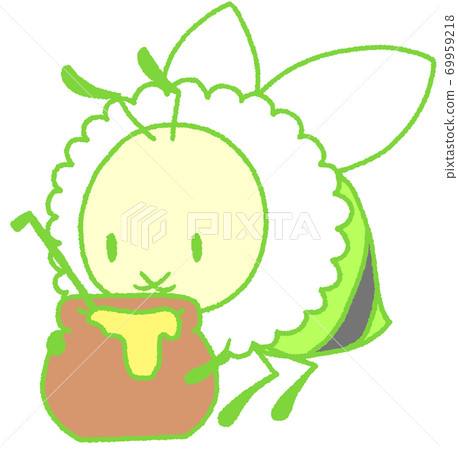 Bees that seem to be satisfied with collecting honey (green) 69959218