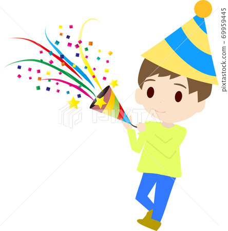 Illustration of a cute kid ringing crackers 69959445