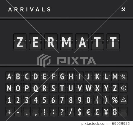 Flight arrivals destination on mechanical scoreboard vector 69959925