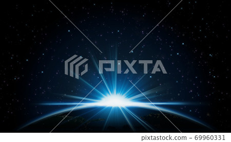 從太空看到的地球和閃亮的星星 69960331