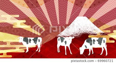 Japanese New Year's card Zodiac background 69960721