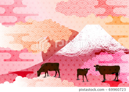 Japanese New Year's card Zodiac background 69960723