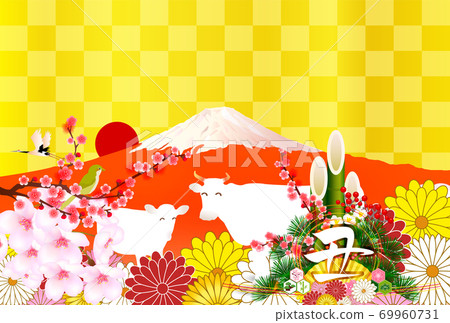 Japanese New Year's card Zodiac background 69960731