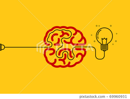 Light bulb with the maze human brain meaning solve problem 69960931