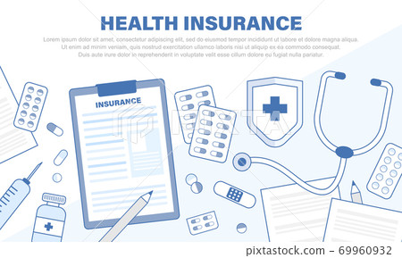 Health insurance concept. Element object healthcare and medical. Vector illustration 69960932