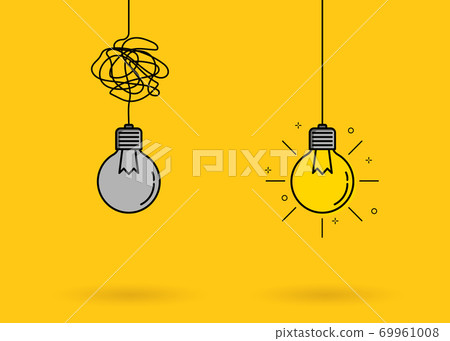 Light bulb with lighting shine icon sign meaning solve the problem 69961008