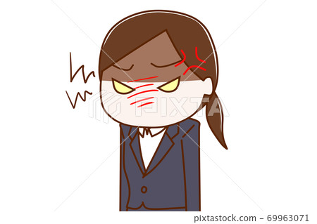一個穿著西服的女人，沮喪和怒視我 69963071