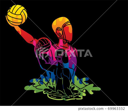 Group of water polo players  action cartoon graphic vector 69963332