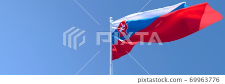 3D rendering of the national flag of Slovakia waving in the wind 69963776